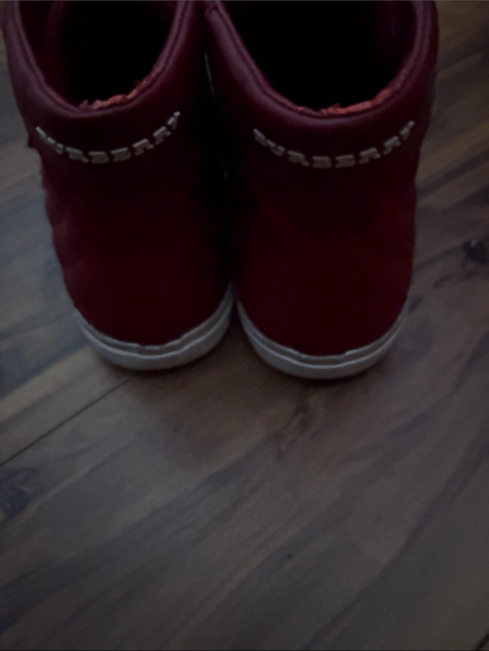 Burberry Kids Burgundy High-Top Sneakers